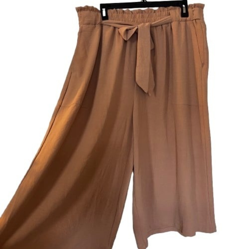 Women's Wide-Leg Tie-Waist Pants - Tan
